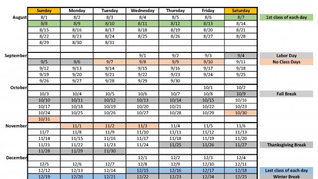 Fall 2021 ZOOM class schedule is available